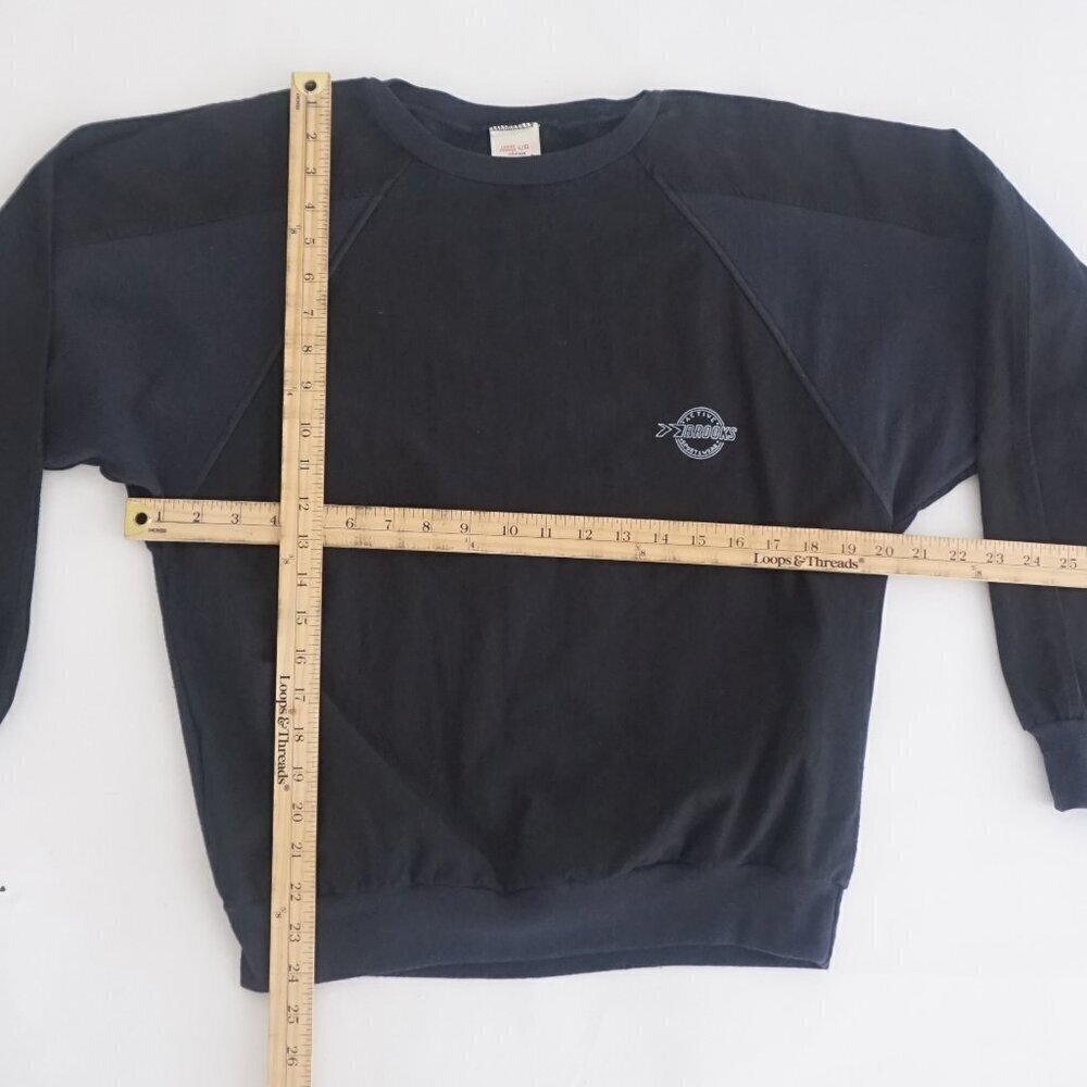 Vintage '90S Black Brooks Active Sportswear Long Sleeve Lightweight Sweater L - Picture 4 of 11